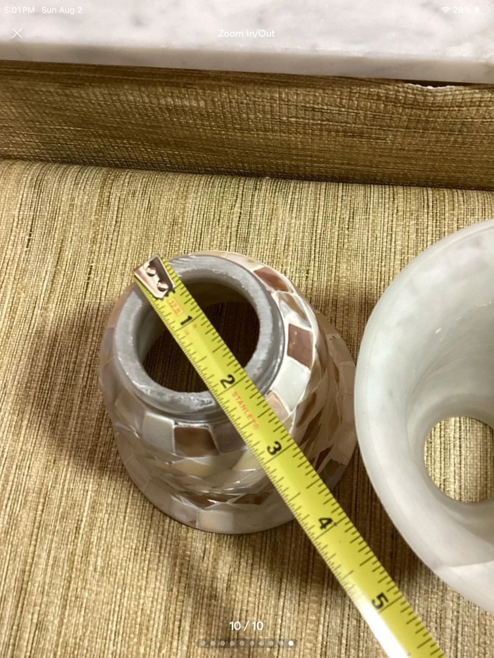 Mother-of-Pearl Mosaic Glass Votive Holders - Set of 2, Ivory and Pearl Damage